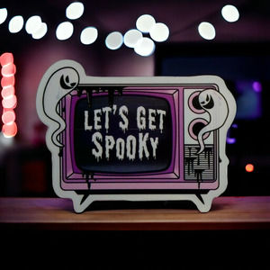 Purple Ghost TV Television Sticker Spooky Pastel Goth Cute Creepy Punk Scary